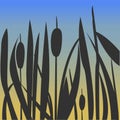 Silhouette of Reed Bush Royalty Free Stock Photo