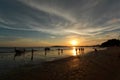 Silhouette and reflection of boat and people against the sunset sky sunset sky Royalty Free Stock Photo