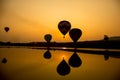 Hot air balloon in senset Royalty Free Stock Photo