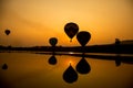 Hot air balloon in senset Royalty Free Stock Photo