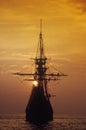Silhouette of a replica of the Mayflower Royalty Free Stock Photo