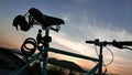 The silhouette of retro bicycle and sunset Royalty Free Stock Photo