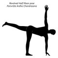 Silhouette Revolved Half Moon. Ardha Chandrasana Royalty Free Stock Photo