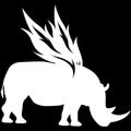 silhouette of rhinoceros with wings. Vector illustration decorative design