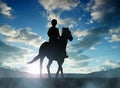 Silhouette rider on horse Royalty Free Stock Photo