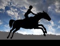 Silhouette of a rider on a running horse Royalty Free Stock Photo