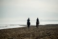 Silhouette of Riders at the beach riding horses