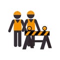 Silhouette road construction and workers group Royalty Free Stock Photo