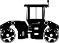 Silhouette of Road Roller Compactor Icon in Flat Style. Vector Illustration Royalty Free Stock Photo