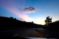 Silhouette road by sunrise light, road to Khao Kho