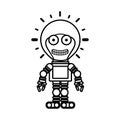 Silhouette robot toy flat icon