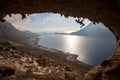 Silhouette of a rock climber