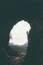 Silhouette of a rock climber on a background of Turkish mountains