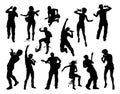 Silhouette Rock or Pop Band Musicians Royalty Free Stock Photo