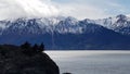 Silhouette rock tip at Beluga Point, Alaska