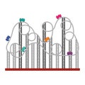 silhouette roller coaster in amusement park Royalty Free Stock Photo
