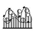 silhouette roller coaster in amusement park Royalty Free Stock Photo