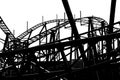 Silhouette roller coaster tracks on a white bacground Royalty Free Stock Photo