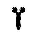 Silhouette of Roller massager. Outline icon of tool for face lifting. Black simple illustration of slimming manual stick, facial