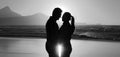 Silhouette of a romantic couple