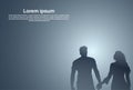 Silhouette Romantic Couple Holding Hands Lovers Man And Woman