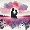 Silhouette of Romantic Embrace Royalty Free Stock Photo