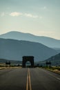 Silhouette of Roosevelt Arch And Surrounding Mountains In Late Afternoon Light Royalty Free Stock Photo