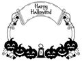 Silhouette round frame with Halloween pumpkin and text 