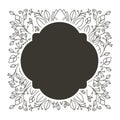 Silhouette rounded border heraldic with decorative ornament floral