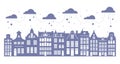 Silhouette of a row Amsterdam houses. Facades of European old buildings for Christmas decoration. Holland homes. Vector Royalty Free Stock Photo