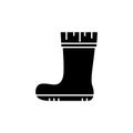 Silhouette Rubber boot. Autumn shoes for rainy weather, gardening, fishing. Outline icon. Black illustration of protection of feet Royalty Free Stock Photo