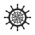 Silhouette of a rudder with a wind rose inside Royalty Free Stock Photo