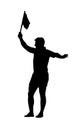 Silhouette - Rugby Assistant Referee Holding Flag Royalty Free Stock Photo
