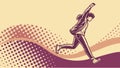Silhouette of a runner with a retro halftone background effect, vector design Generative AI Royalty Free Stock Photo