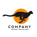 Silhouette of a running cheetah with circle color background