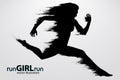 Silhouette of a running female. illustration