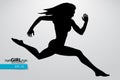 Silhouette of a running female.