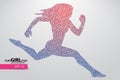 Silhouette of a running female from triangle.