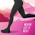 Silhouette of a running girl athlete on the background of mountains Royalty Free Stock Photo