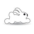Silhouette of a running hare white background. Royalty Free Stock Photo