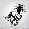Silhouette of the running horse. vector illustration Royalty Free Stock Photo