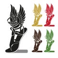 Silhouette Running Shoe with Wings , symbol of trade, profit or