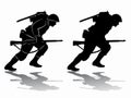 Silhouette of a running soldier, vector draw