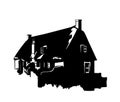 Silhouette of a rural house