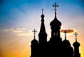 Silhouette of russian church Royalty Free Stock Photo
