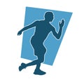 Silhouette of a man in pose of healthy running.
