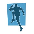 Silhouette of a man in pose of healthy running.
