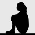 Silhouette of sad woman Royalty Free Stock Photo