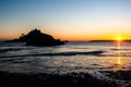 Silhouette of Saint Michael`s Mount in Cornwall, United Kingdom Royalty Free Stock Photo