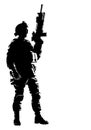 silhouette of a salute soldier military salute in black and white background.Vector